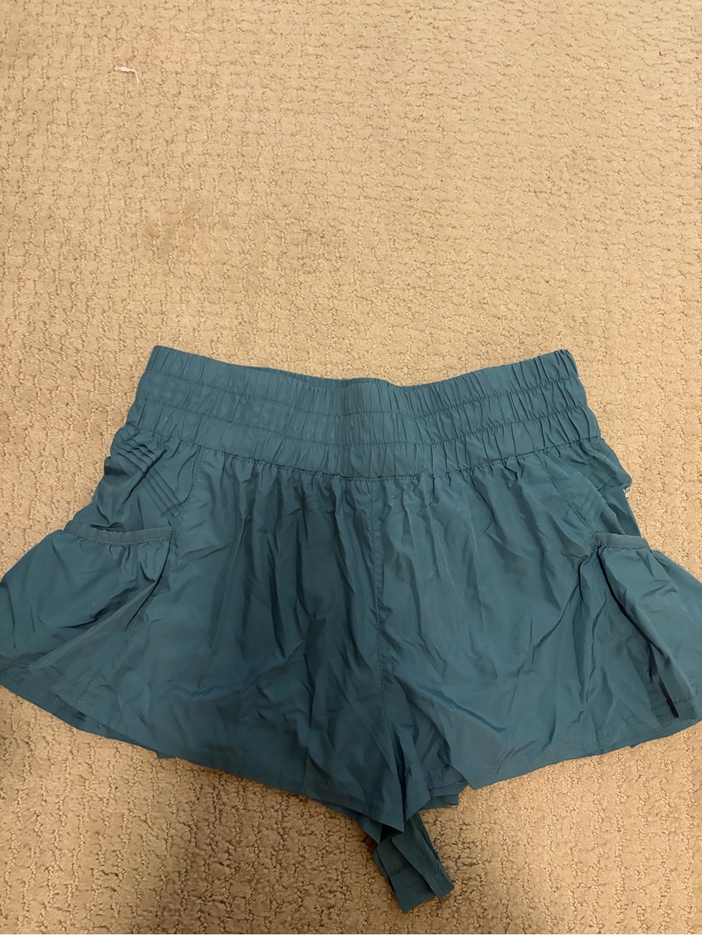 Women's Lightweight Teal Elastic Waist Shorts